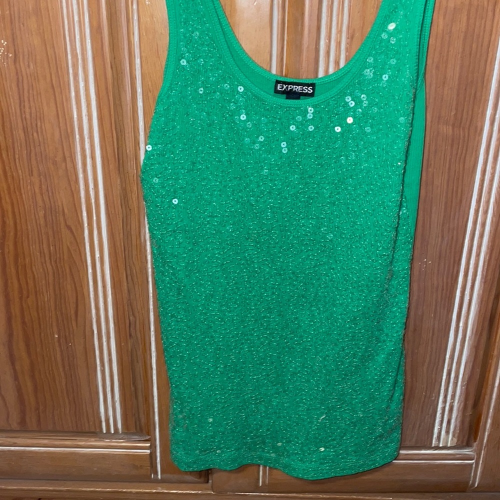 Green sequin tank top Express small st Patrick’s day